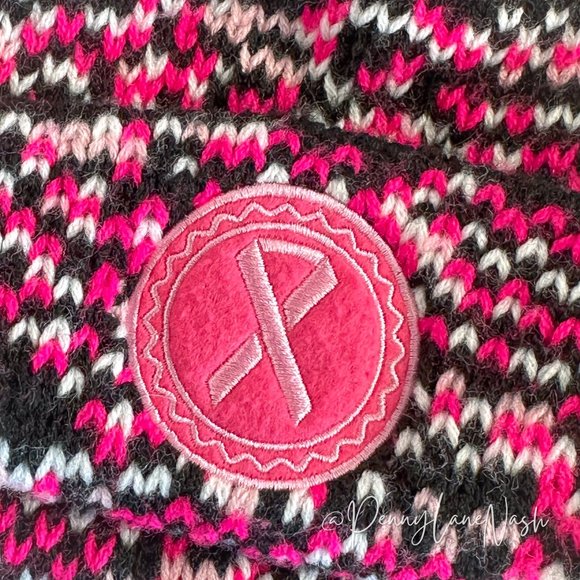 Support the Cure Breast Cancer Pom Pom Beanie Winter Hat - Picture 6 of 8